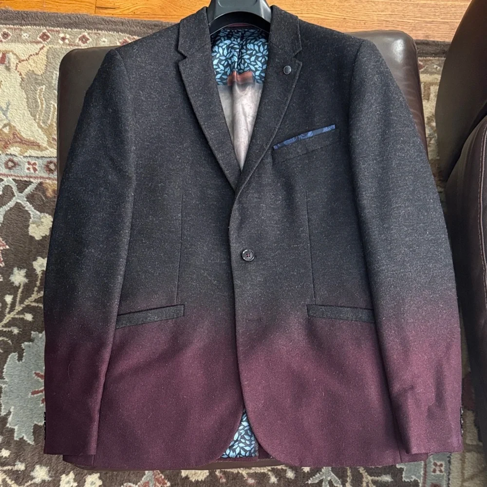 Ted Baker Black and Burgundy Gradient Blazer - Picture 1 of 14